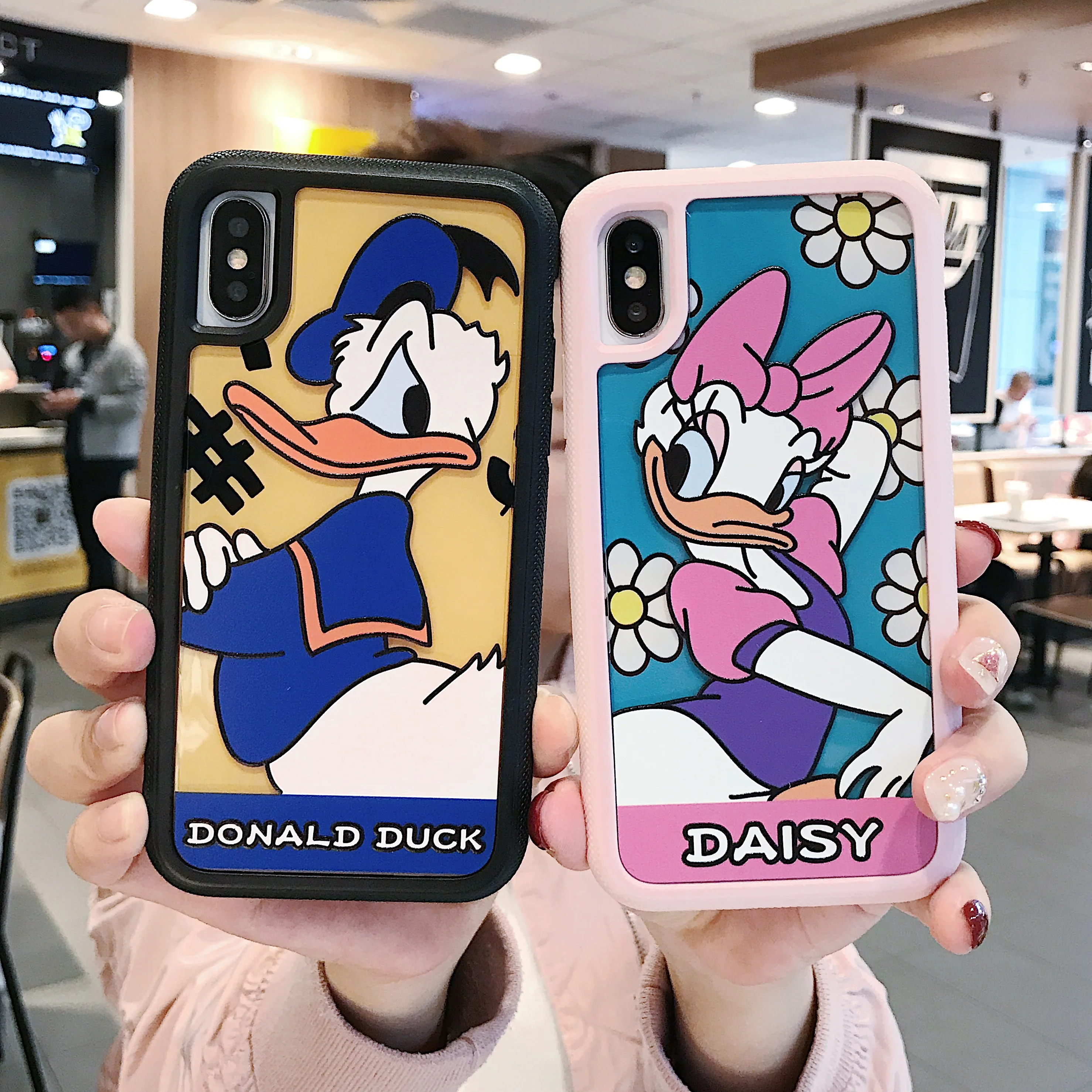 

Marchcover hot cute Cartoon Daisy Donald Silicone Frame 3 in 1 Case For iPone X XS MAX 8 7 6 6s plus Soft TPU matte Cover Funda