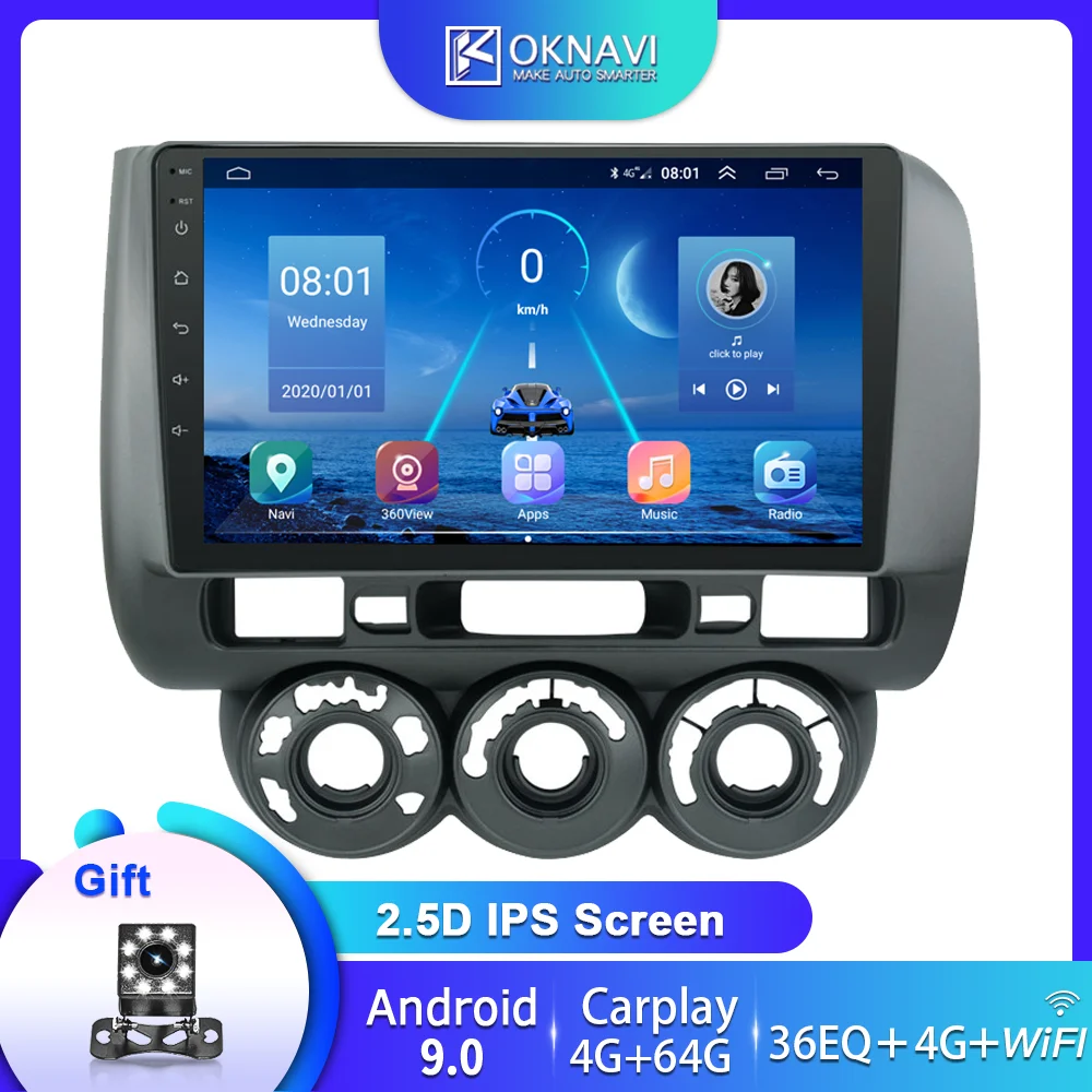 

For Honda Fit JAZZ Car Radio 2004-2008 RHD GPS Navigation Stereo Multimedia No DVD Player Android 9.0 Carplay DSP Sony Camera