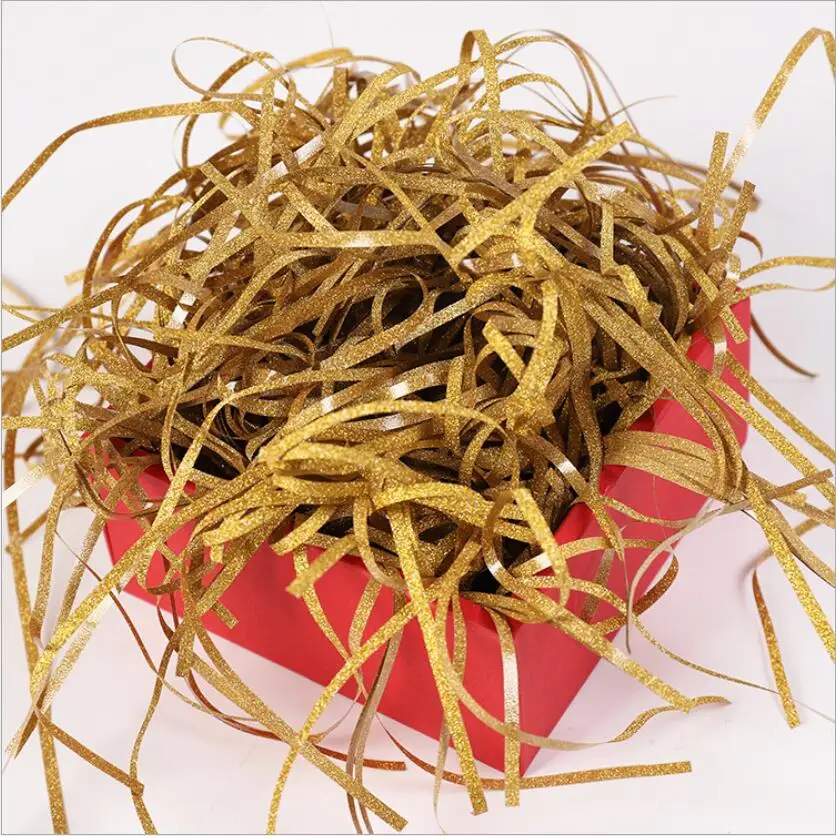 dark gold 100 г Блестящий цветной Raffia наполнитель бумаги Филлер для подарочной упаковки Свадебная коробка наполнение Конфетти День рождения подарок упаковка украшения DIY - Цвет: dark gold