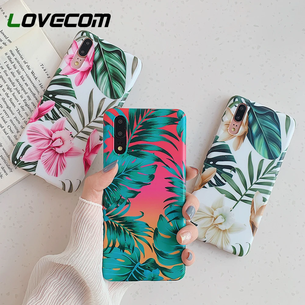 Чехол LOVECOM в стиле ретро с зелеными листьями и цветами для телефона Huawei P30 P40 Pro P20