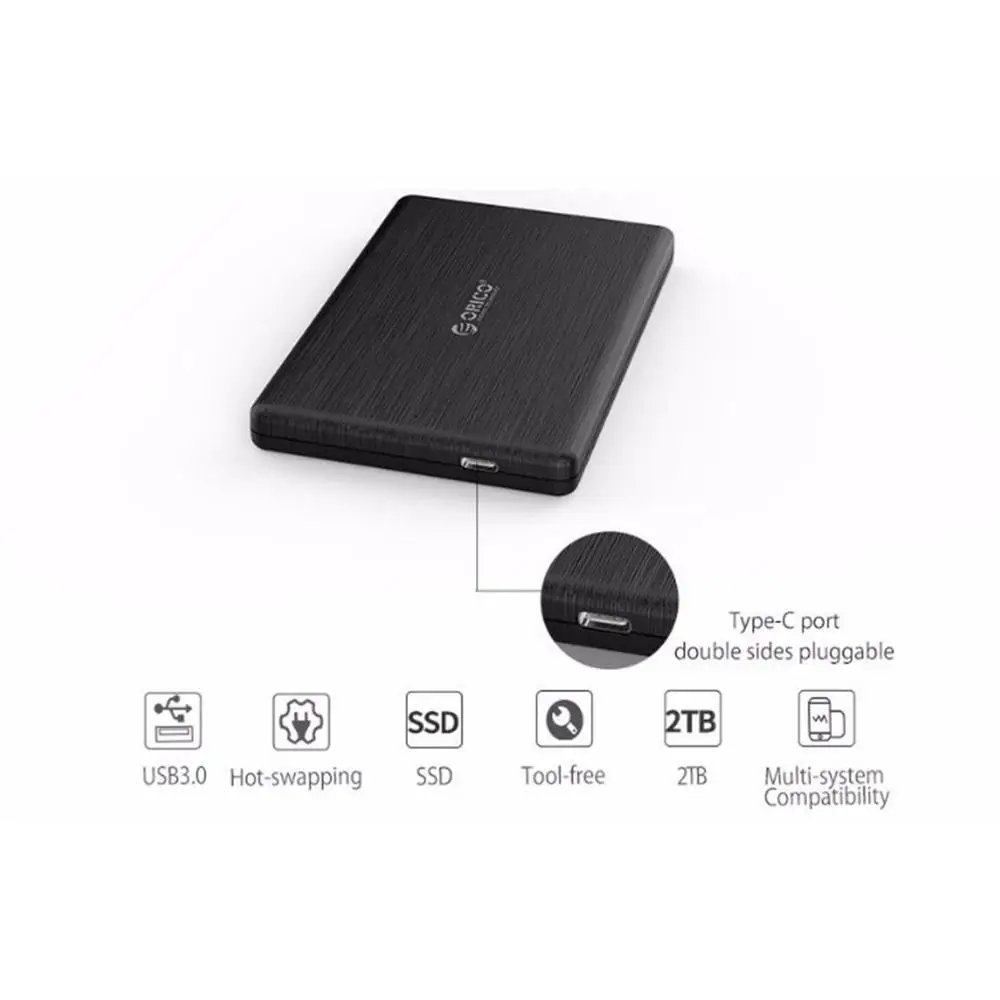 ORICO 2578C3 2,5 дюймов корпус SSD type-C USB3.1 type C SSD Внешний жесткий диск высокая скорость для 7 мм SSD Поддержка UASP