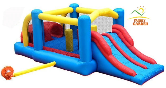 

Tunnel Course Bounce House - Yard Inflatable Bouncer Climbing Obstacle With Air Blower