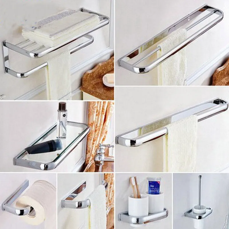 Polished Chrome Square Bathroom Hardware Sets Bath Accessories Wall Mounted Paper Towel Holder