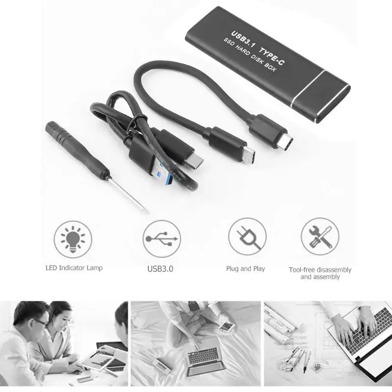 USB3.1 type-C SSD жесткий диск мобильный корпус из алюминиевого сплава M.2 NVMe PCIe корпус твердотельного накопителя чехол для внешнего компьютера