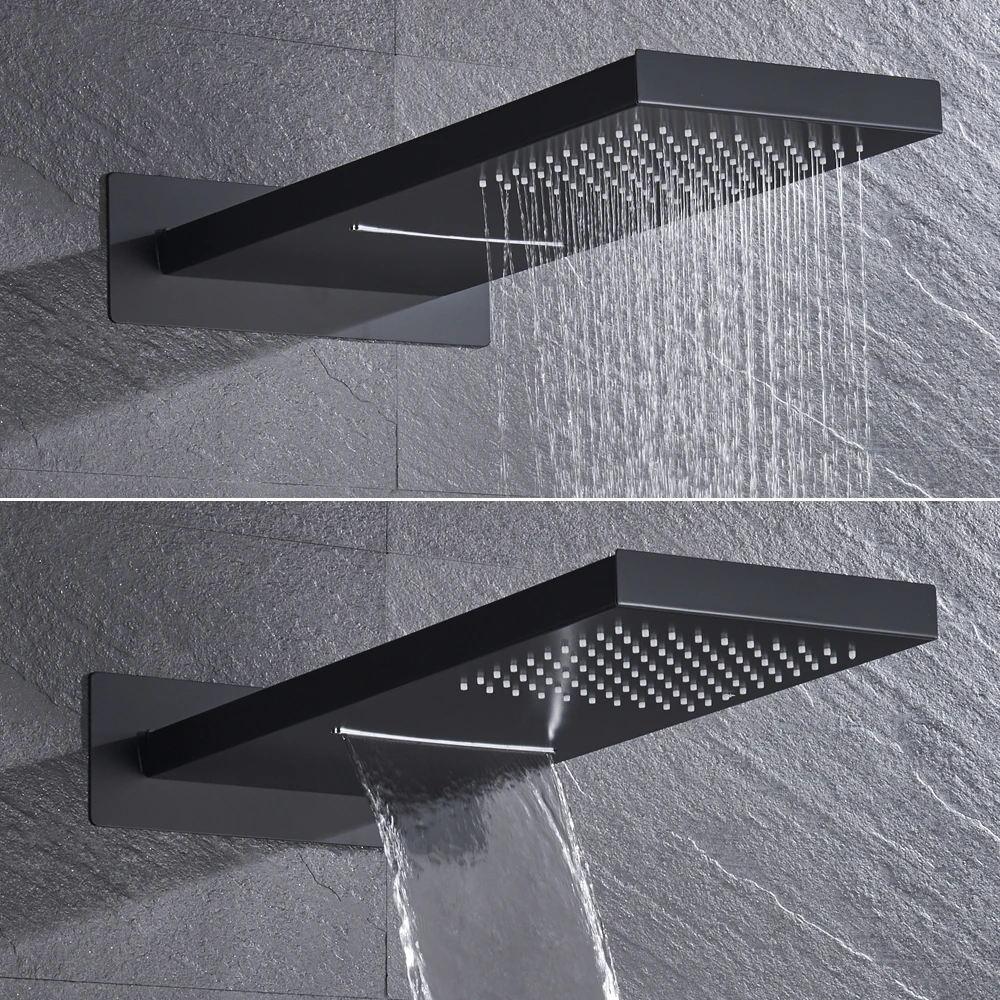 Luxury Waterfall Rainfall Shower Faucet Thermostat Valve Mixers Wall Mounted Thermostatic Shower Handshower Bathroom Faucet bathroom faucet bathroom shower faucet set thermostatic mixing valve