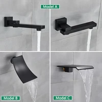 Black Shower Faucets System Bathroom Wall Mounted Rainfall Shower Kit Concealed Embedded Box Hot Cold Water Mixer Tap SUS304 4