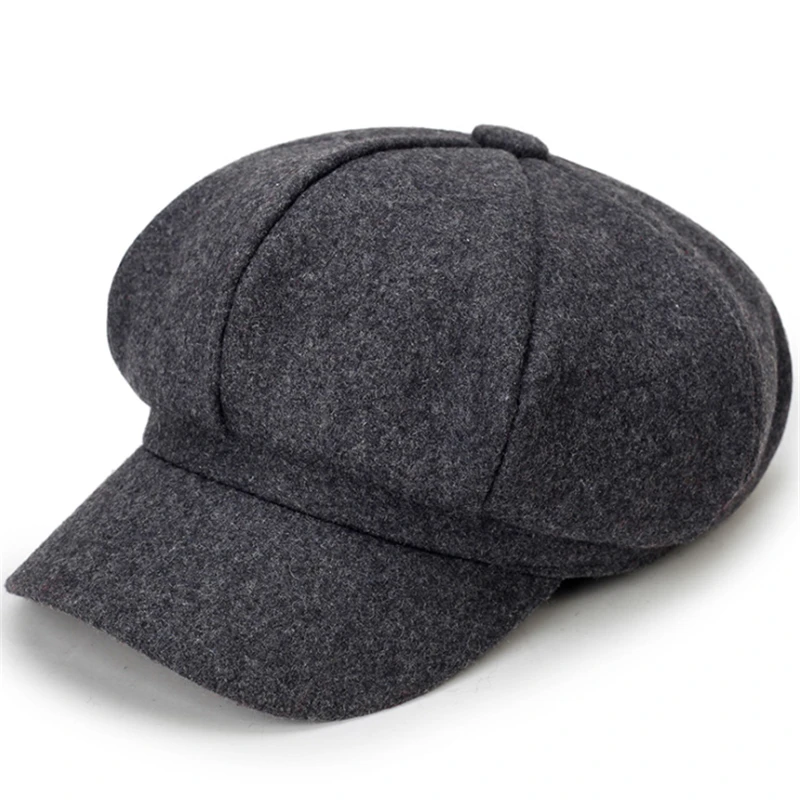 Dark gray Модный берет, Корейская трендовая восьмиугольная шляпа, Повседневная модная весенняя уличная шляпа газетчика, шерстяная шляпа - Цвет: Dark gray