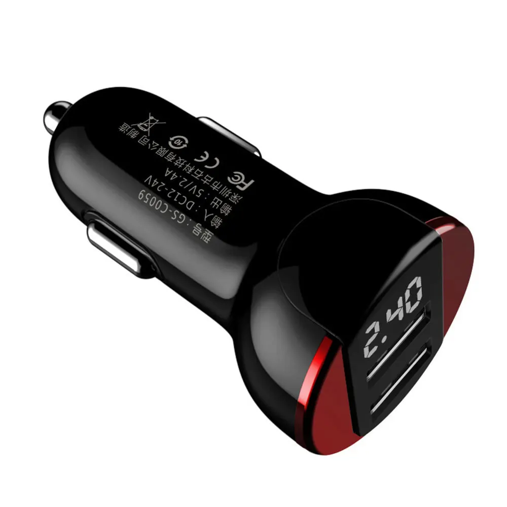 5V 2.4A двойной зарядное устройство USB цифровой дисплей Автомобильный аккумулятор напряжение адаптер мобильного телефона для телефона планшета