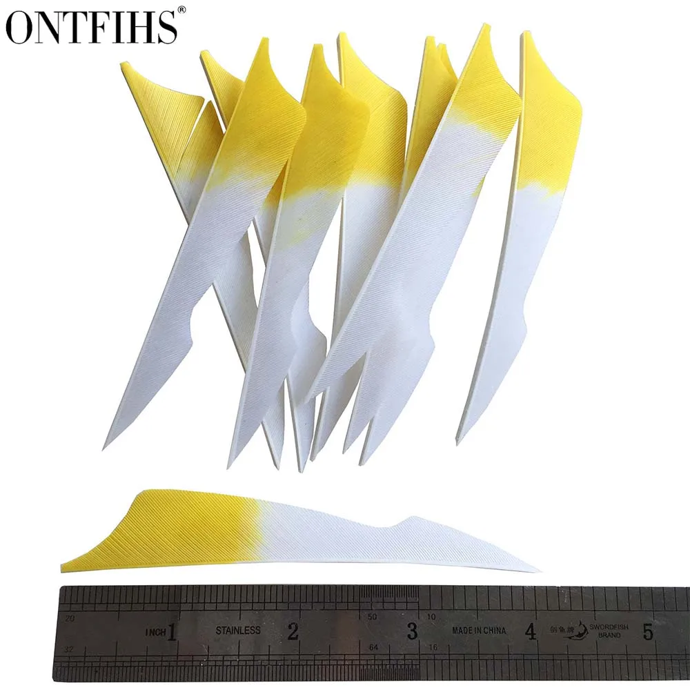 

ONTFIHS 50pcs 4inch Gradient Yellow Sting Archery Fletches Natural Turkey Feather Fletching Feathers RW