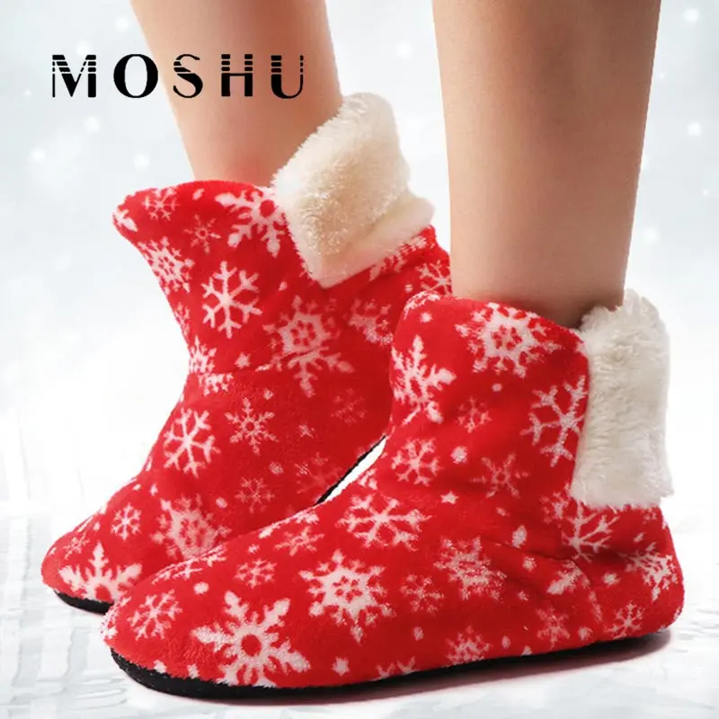 

Ankle Boots for Women Fur Slides Winter Snow Home Shoes Snowflake Warm Fur Insole House Shoes Floor Shoes Botas Mujer