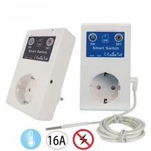 

16A GSM SMS Smart Power Socket Outlet Temperature Sensor Controller Plug Intelligent Relay Switch Home Automation Remote Control