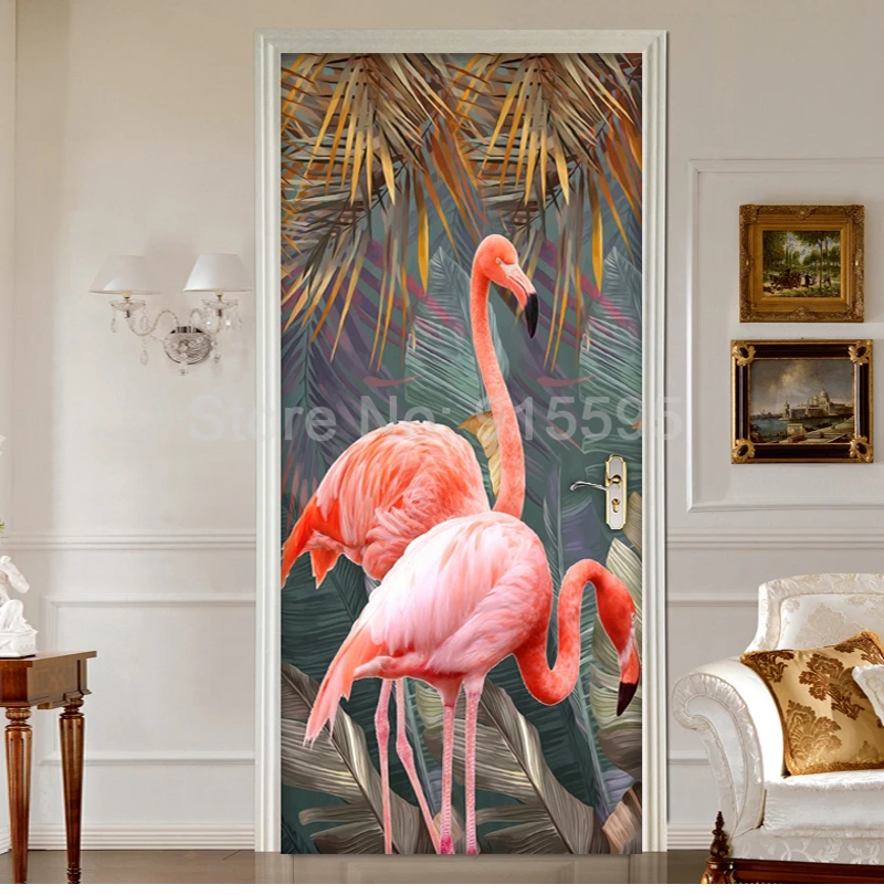 com folha de banana e flamingo 3d