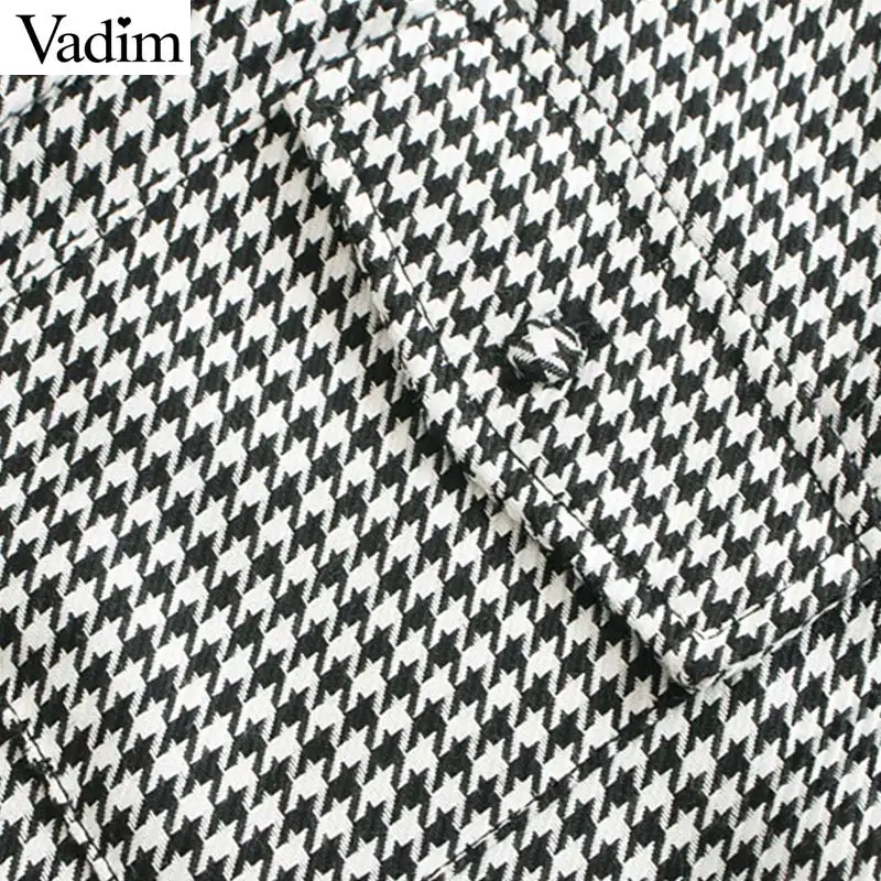 Женское элегантное платье vadim клетчатая твидовая блуза с карманом, украшенная длинным рукавом, рубашка женская деловая офисная одежда Топы blusas LB500