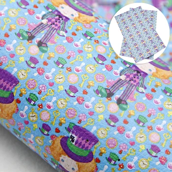 

20*34cm Cute Cartoon Cat Character Faux Leather Sheets in Crafts Synthetic Leather Fabrics for Patchwork DIY Accessories,1Yc9594