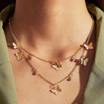 

Artilady Aesthetic Butterfly Pendant Necklaces For Women Gold Color Chain Collares Fashion Jewelry 2020 Accessories Wholesale