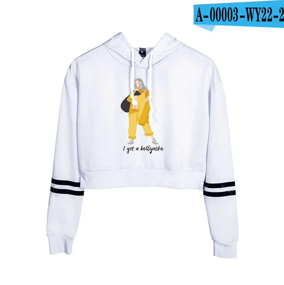 A00003-2 Женская модная укороченная Толстовка Billie Eilish Hooides и свитшоты рубашка с длинными рукавами Harajuku Толстовка женская одежда пальто - Цвет: A00003-2