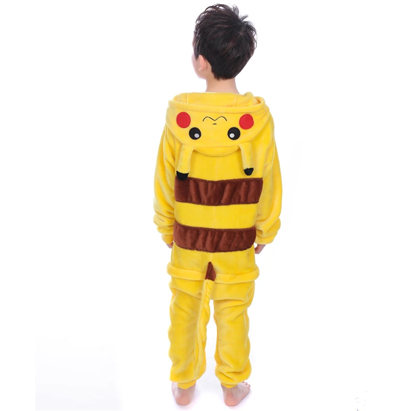 Kids Kigurumi Animal Pajams Sets for Boys Girls Winter Pikacuh Koala Onesie Flannel Warm Pyjamas Anime Cosplay Costume Nightwear anime cosplay female