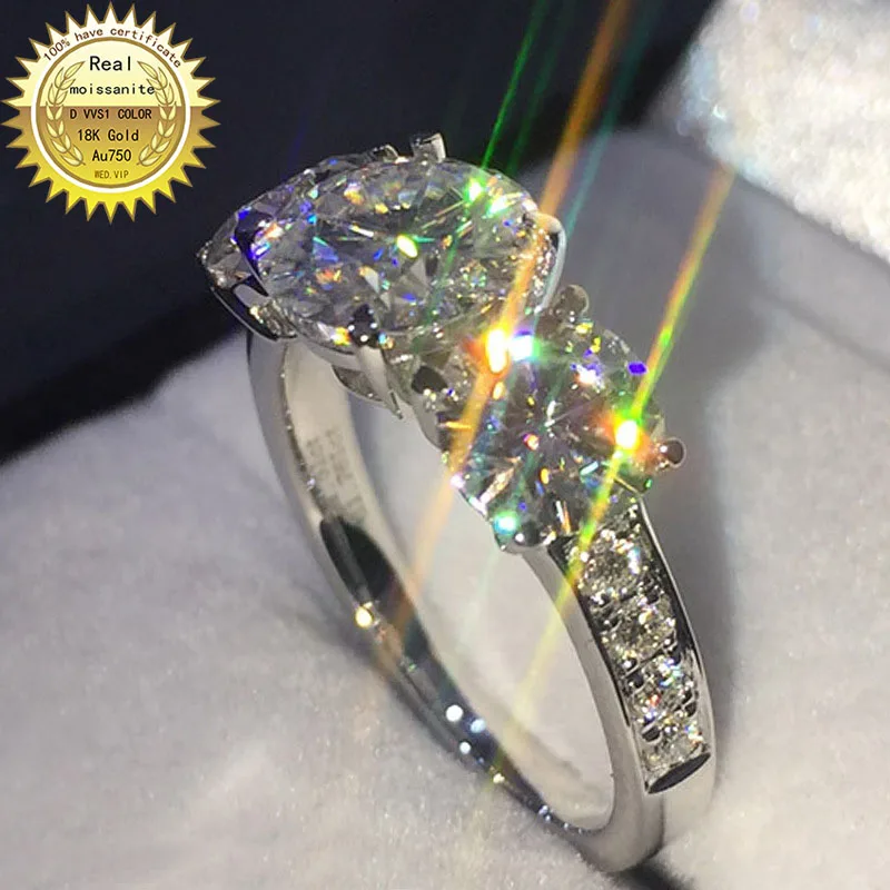 

Твердые из золота 18 карат 2ct муассанит кольцо с бриллиантом D Цвет VVS с национальными сертификат 054