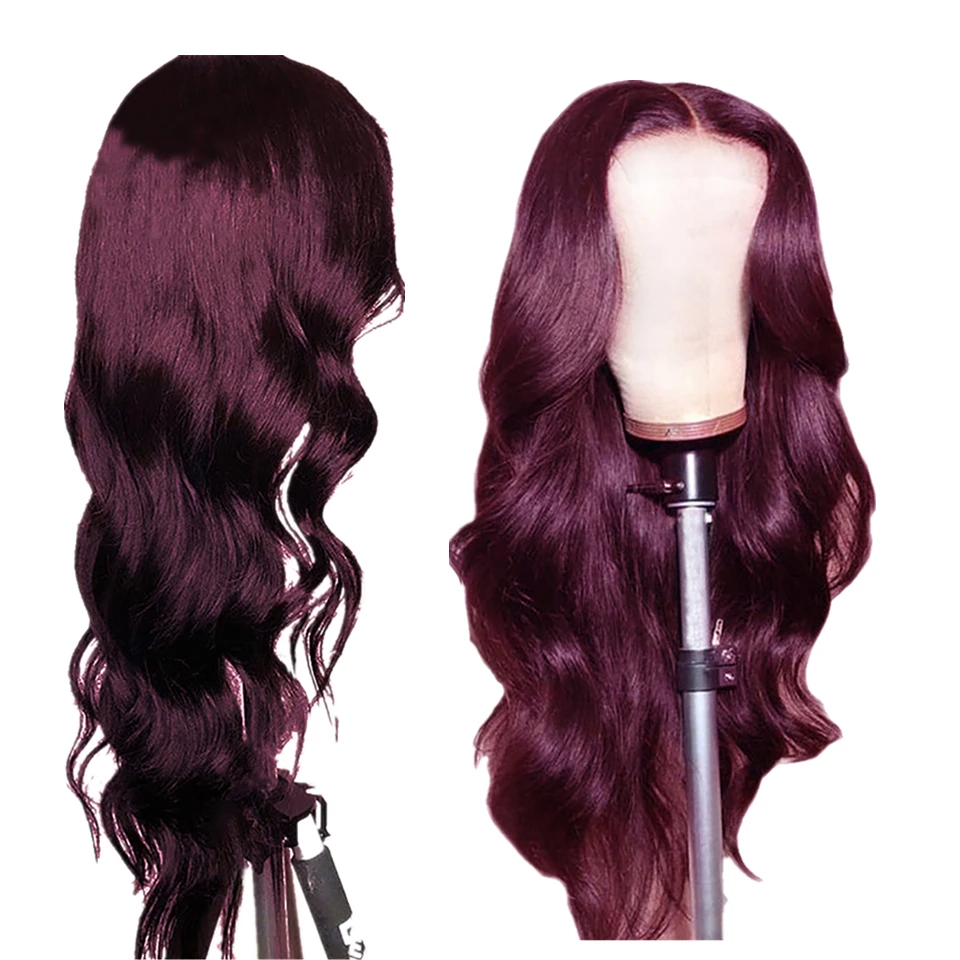 HairUGo 4*4 парик из человеческих волос для женщин Красный 99j парик из бразильских волос Remy с волнистой частью для волос младенца