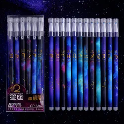 Juego de recambios de bolígrafo borrable de dibujos animados para estudiantes, varillas mágicas de Gel borrables, mango lavable, papelería de escritura para oficina y escuela, 12 unids/set por Set