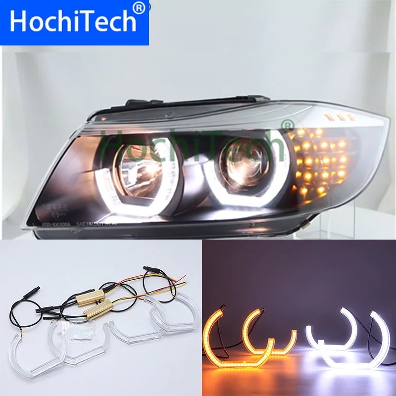 

For BMW 1 Series E82 E88 E87 E81 2008 - 2011 DTM M4 Style LED Angel Eye Kit Dual White Amber Switchback Turn Signal Light
