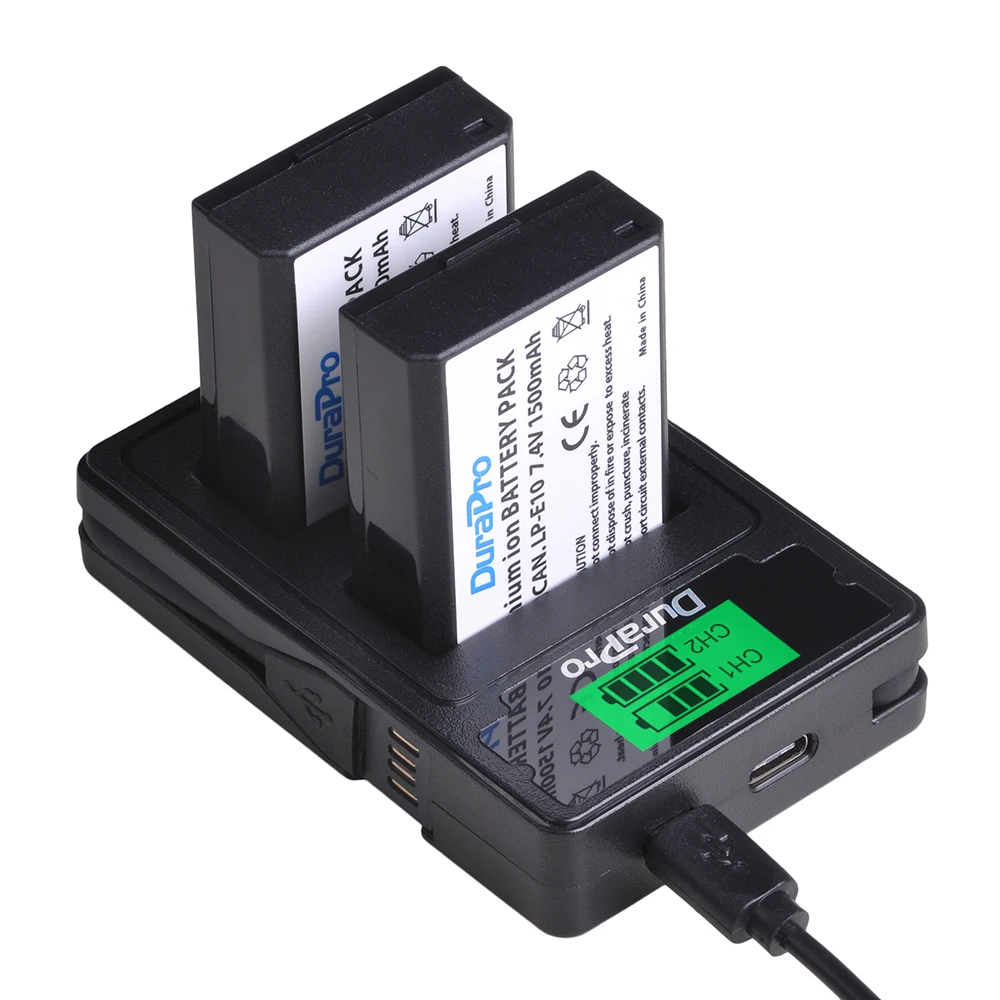 1500mAh LP-E10 LP E10 LPE10 Battery with Charger for Canon EOS 1300D, EOS 1100D, EOS 1200D, Rebel T5, Rebel T6, Rebel T3