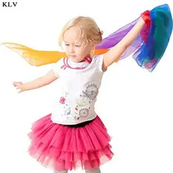 Детские блестящие градиентные цветные квадратные шарфы представление в детском саду танец жонглирование движение шаль платок реквизит