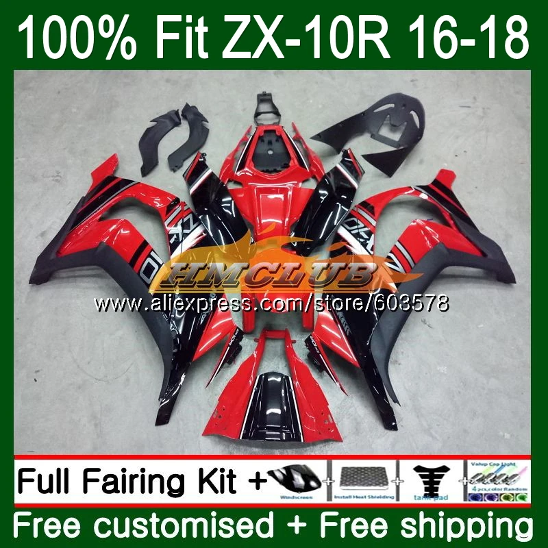 Инъекции для KAWASAKI ZX-10R 1000CC ZX10R 16, 17, 18, 120CL. 67 красные глянцевые ZX1000 ZX 1000 ZX 10 сотрудников отдела исследований 10R обтекатель oem