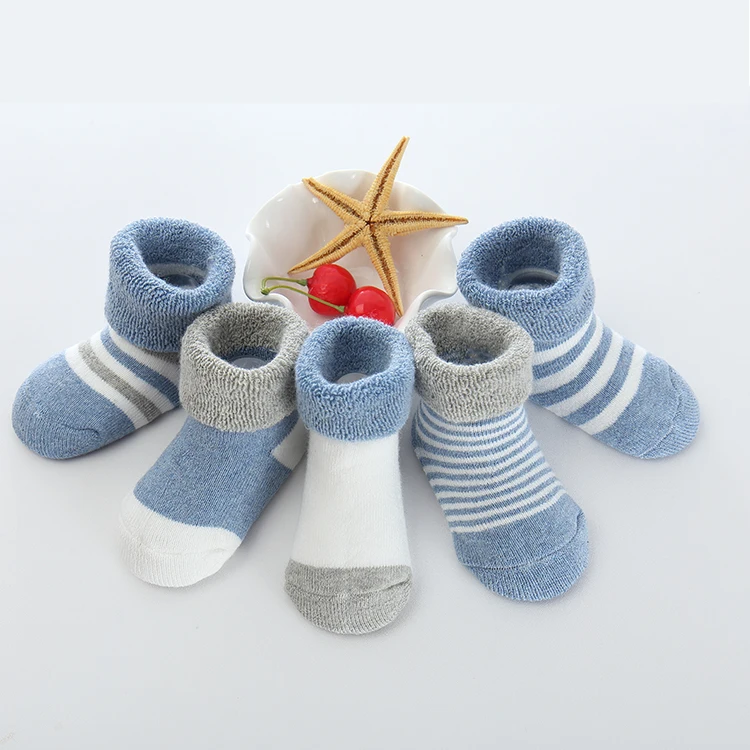 Dark blue 5 пар/лот, носки для малышей носки для новорожденных девочек хлопковые Теплые Зимние гольфы для маленьких мальчиков от 0 до 24 месяцев - Цвет: Dark blue