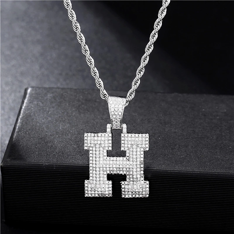 

Letter Custom Necklace Iced Out Men Name Zircon Gold Pendant Tennis Chain Women Hip Hop Rock Rhinestone Necklace Gift