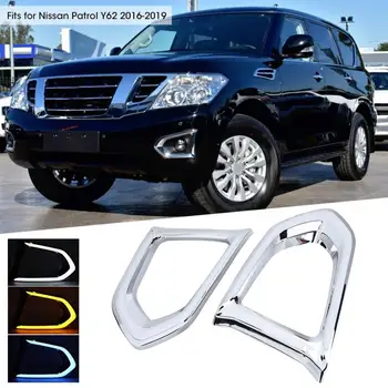 

1 Pair of 12V Car LED Daytime Running Light 3Colors DRL Fog Lamp Cover Fits for Nissan Patrol Y62 2016 2017 2018 2019