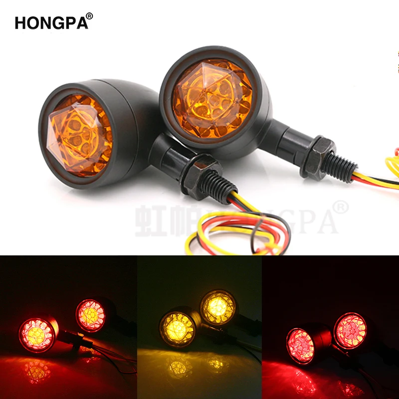 Хром мотоциклов поворотник пуля светильник s янтарь алмаз объектив светодиодный