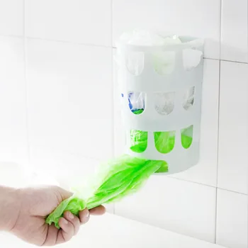 

Wall-mounted Garbage Bags Tray Storage Box Multipurpose Plastic Bags Holder Rack Kitchen Tableware Sundries Organizer