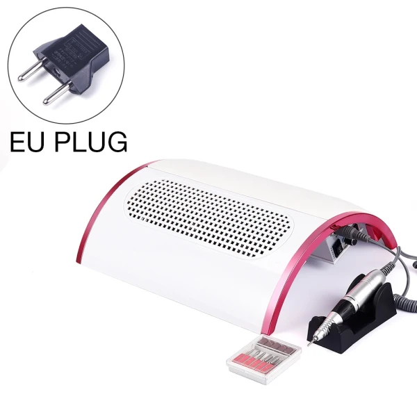 EU Plug Машинка для стрижки 48 Вт 2-в-1 Фрезер для ногтей, сверлильный станок для ногтей пылесборник для маникюра с 3 мощных вентилятора пылесос для маникюра и педикюра, инструмент - Цвет: EU Plug
