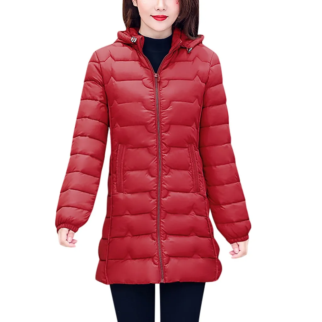 Женское пальто, хлопок, парка, Женская куртка с капюшоном, зимнее однотонное длинное пальто, тонкое женское пальто, верхняя одежда, парки размера плюс 6xl T3 - Цвет: 9