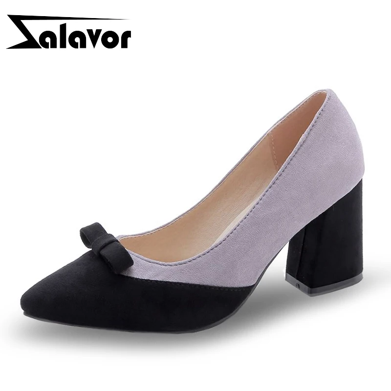 

ZALAVOR Women High Quality Plus Size 30-48 Bowknot Fashion Pumps Pointed Toe Spring Hot Sale Autumn High Heel Shoes Woman Daily