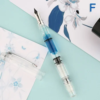 

Transparent Piston Fountain Pen Clear Ink EF F Nib Extra Fine Large Capacity for Office Writing LHB99