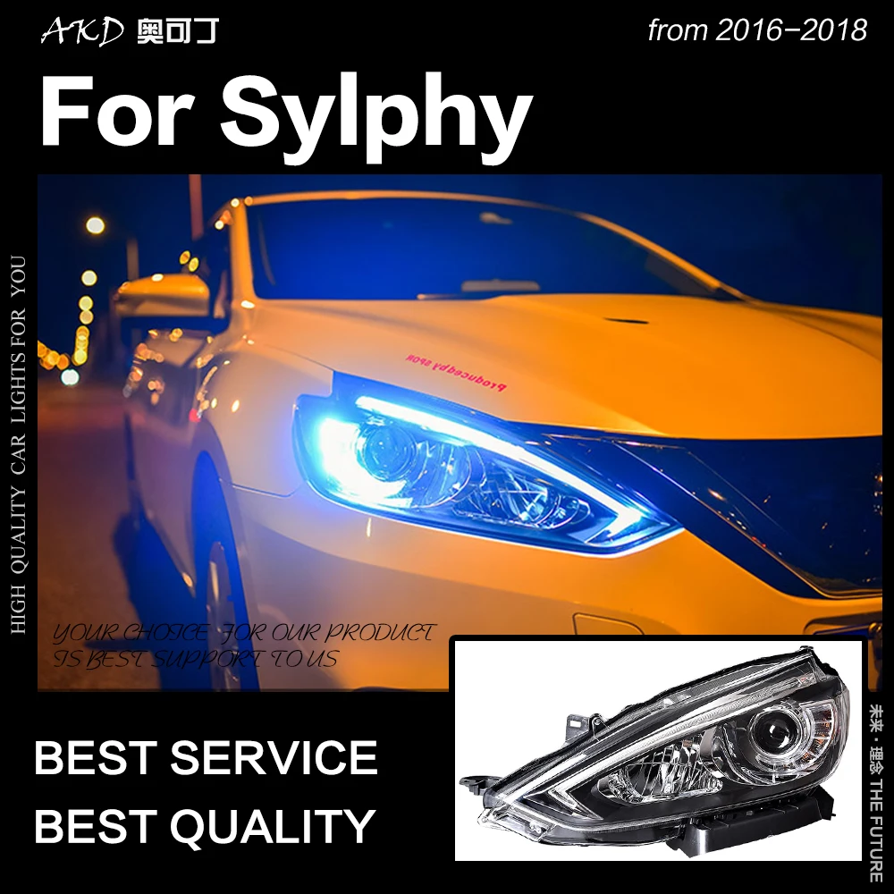 AKD автостайлинг фары для Nissan Sylphy Sentra светодиодный ные 2016 2018 DRL Hid вариант