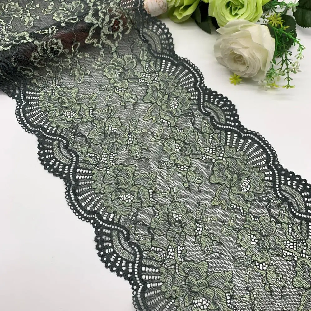 3y/lot 7 Colors 23cm Stretch Lace trim Olive Green 2