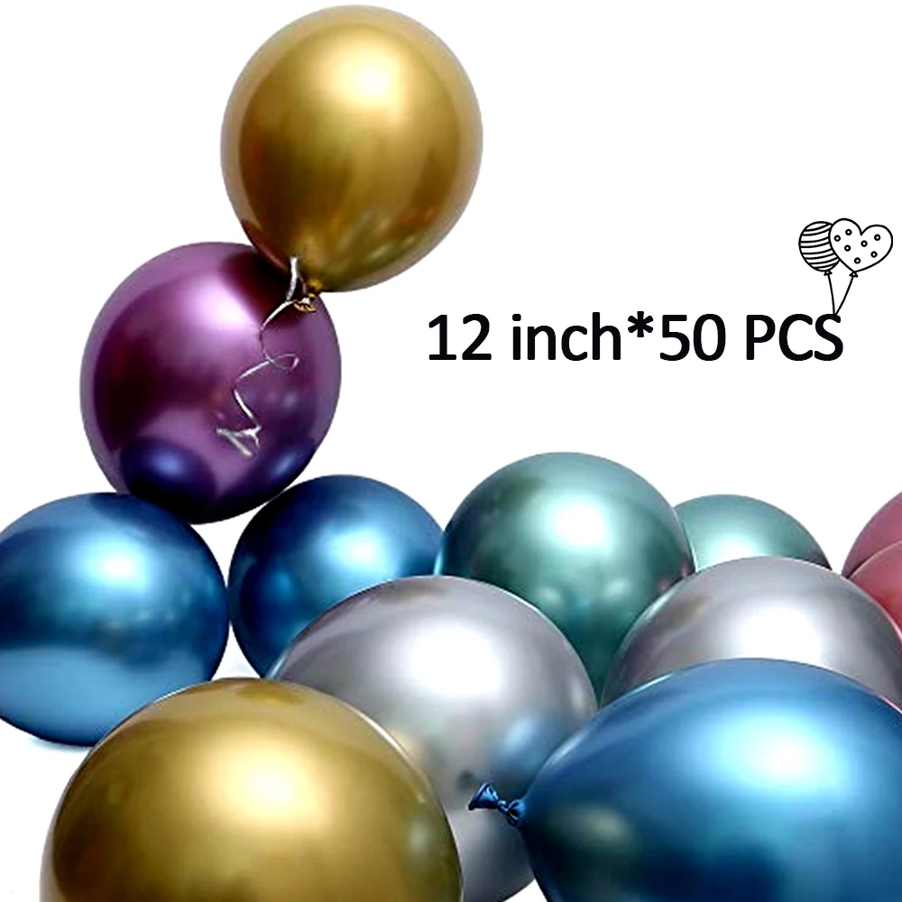50pcs birthday balloons 12in thickening metal balloon party ball
