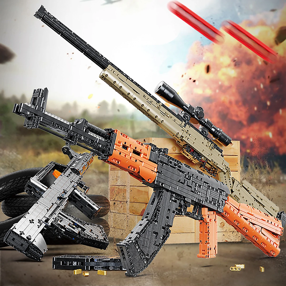 Военная серия Desert Eagle Пистолет AK47 модель ружья пистолета строительные блоки
