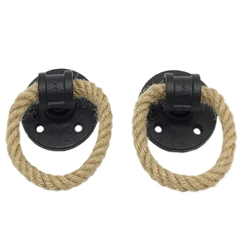 

Hot YO-Vintage Drop Ring Drawer Knobs Hemp Rope Black Bronze Wardrobe Cupboard Pull Cabinet Knobs Handle Furniture Hardware