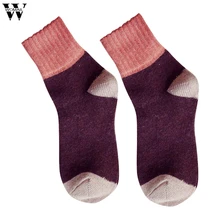Womail/Модные женские носки на каждый день; сезон осень-зима; теплые толстые шерстяные мягкие дышащие носки в стиле пэчворк
