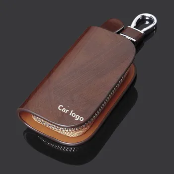 

Car Logo Leather Wood Texture Car Key Case