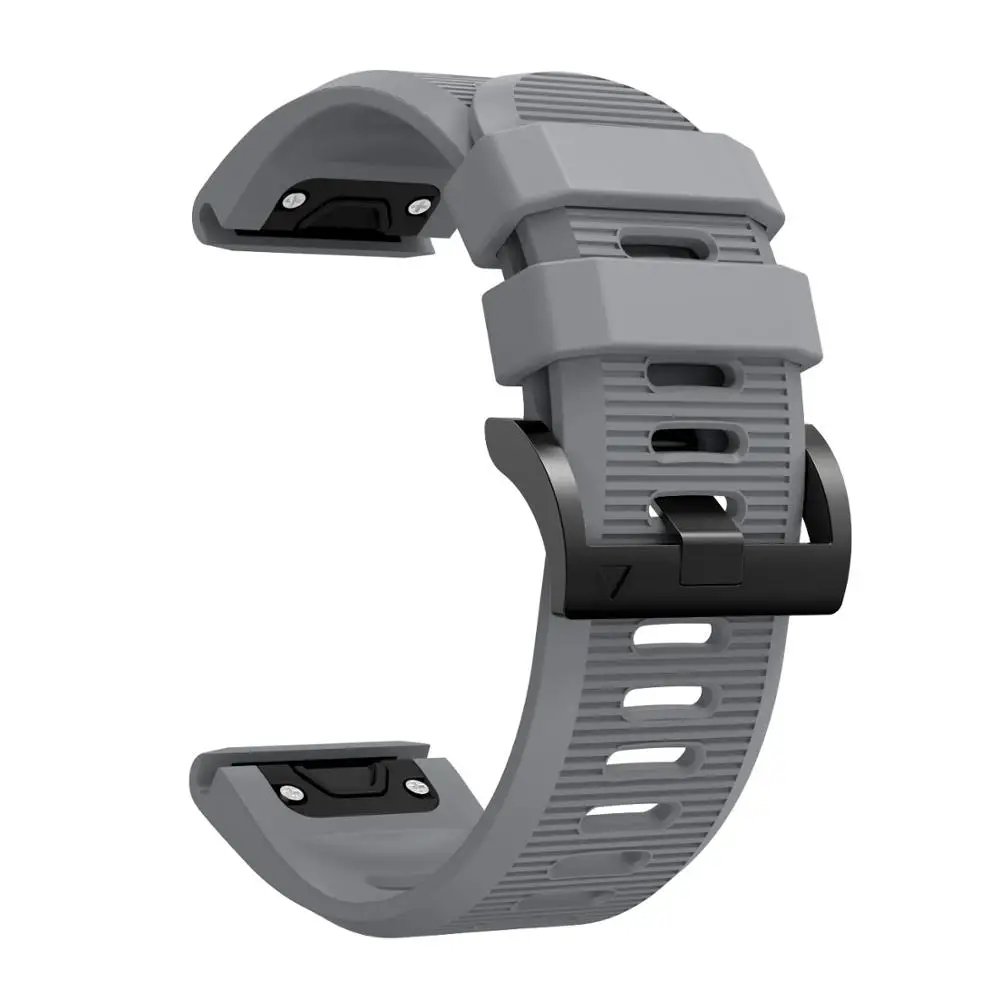 Gray 20 мм/22 мм/26 мм силиконовый ремешок для наручных gps-часов Garmin Fenix 5x/5S/5x/6 Plus/6s/6x Pro полосы Quick Release спортивный браслет Correa - Цвет: Gray