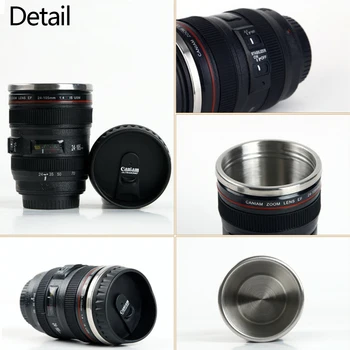 

2 Colors Durable DIY Stainless Steel Travel Mug Coffee Mug Cup Water Tea Mug Coffee Cup Camera Lens Mugs With Lid Dropshipping