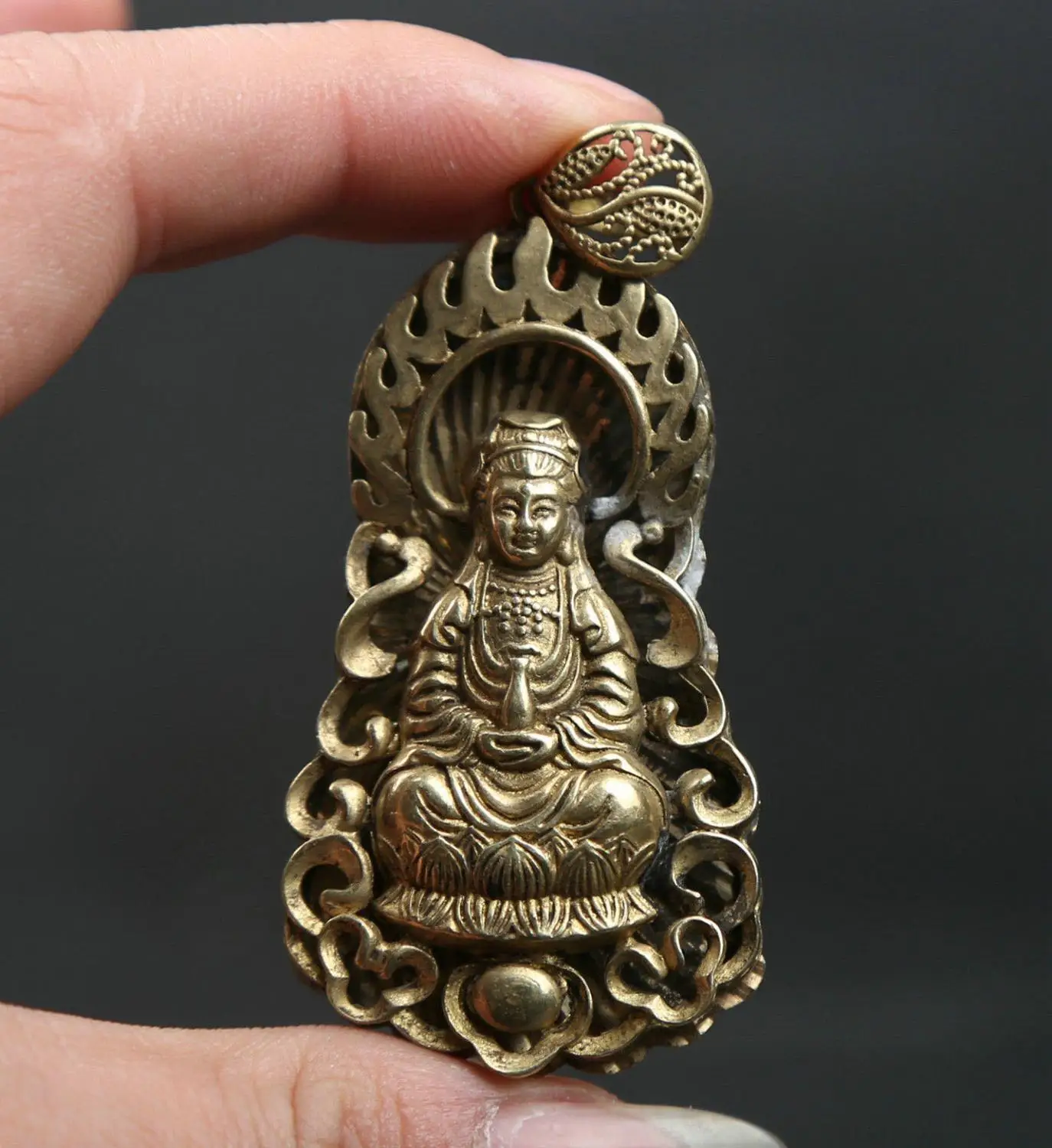 64 мм Маленькая сувенирная китайская Φ Kwan yin Guan Yin Кулон богини|Статуи и скульптуры|