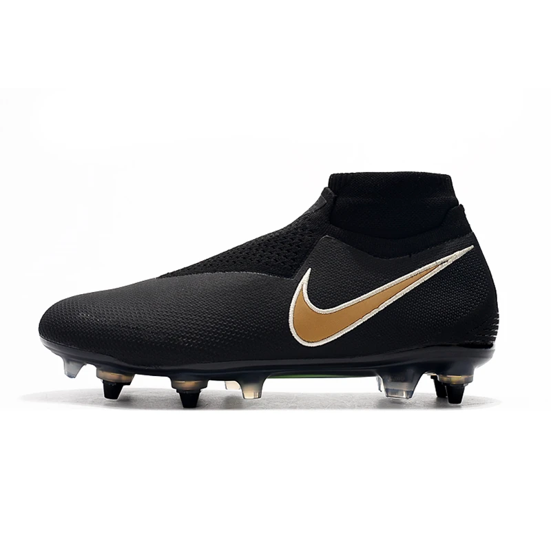 Nike Phantom VSN Elite DF SG-Pro футбольная обувь с защитой от засорения футбольная обувь с высоким голенищем бутсы уличные мужские мягкие футбольные бутсы Groud - Цвет: Black Gold