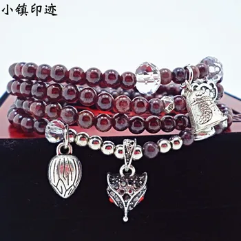 

women's multi-layer jewelry garnet crystal bracelet jewelry fashion versatile men's and women's jewelry accessories