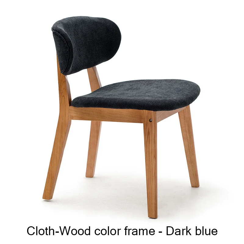 Cloth Dark blue Современной плотной древесины детский стул обеденный зал для обеденного стула Nordic домашней спальни исследование кресло для офиса ткань; Массивная древесина кресло для отдыха - Цвет: Cloth Dark blue